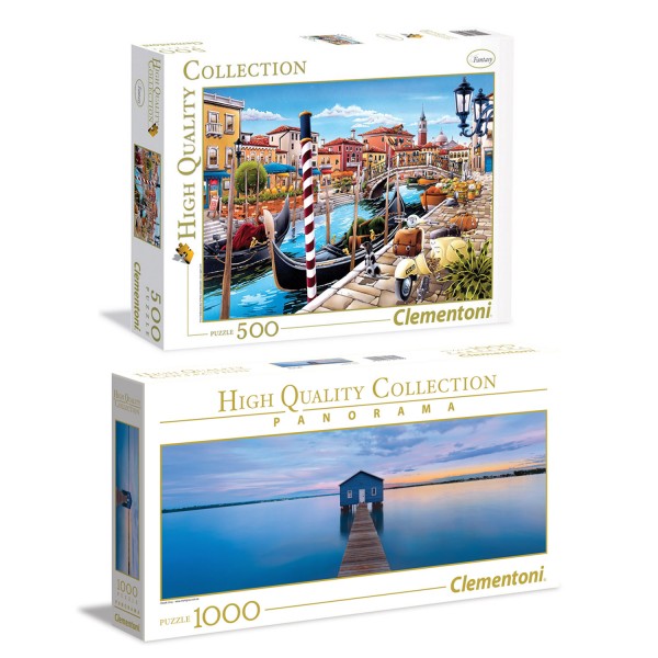 Pack 2 puzzles Clementoni : 500 pièces et 1000 pièces panoramique - KIT00084