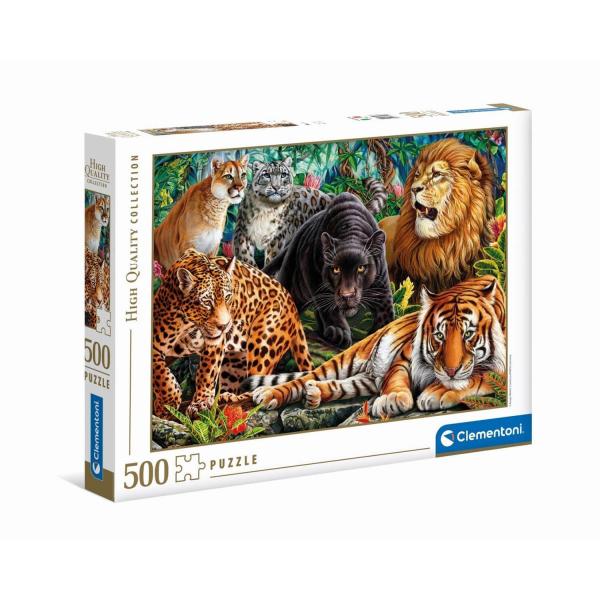 Puzzle de 500 piezas: Gatos salvajes - Clementoni-35126