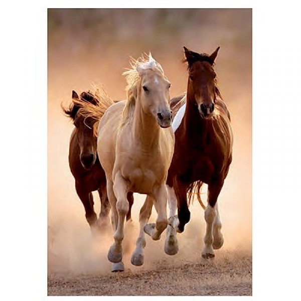 1000 pieces puzzle - galloping wild horses - Clementoni-39168