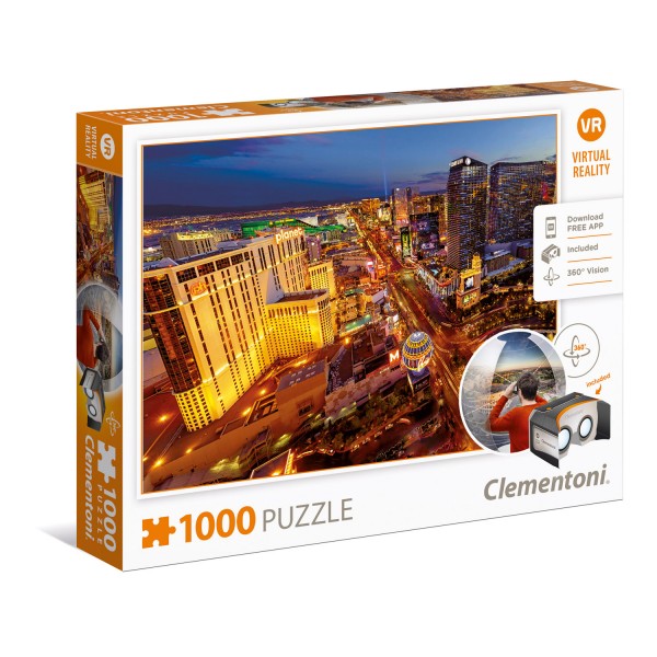 Puzzle 1000 pièces : Virtual Reality : Las Vegas - Clementoni-39404