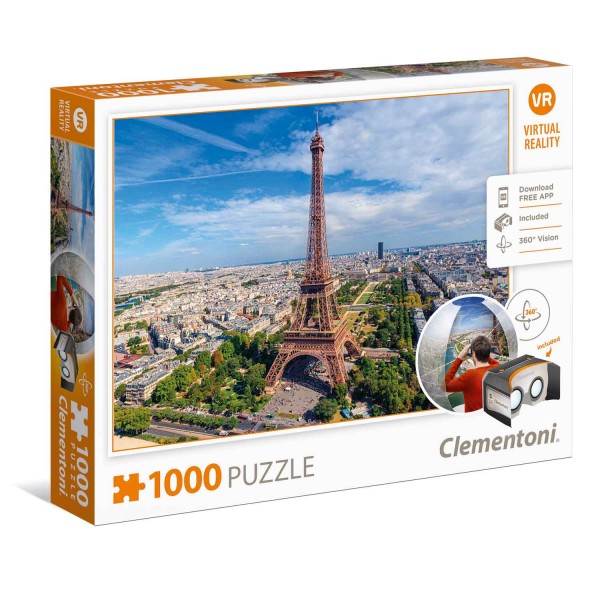 Puzzle 1000 pièces : Virtual Reality : Tour Eiffel, Paris - Clementoni-39402