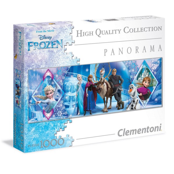Puzzle 1000 pièces panoramique : La Reine des Neiges - Clementoni-39349