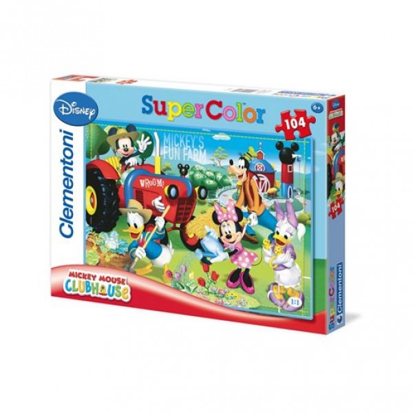 Puzzle 104 pièces : La drôle de ferme de Mickey - Clementoni-27060-17