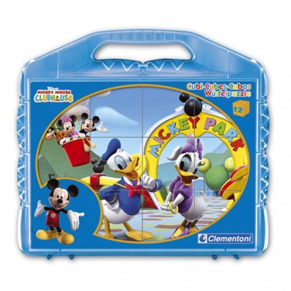 Puzzle 12 cubes Disney : Mickey et ses amis : Mallette bleue - Clementoni-41200-41130