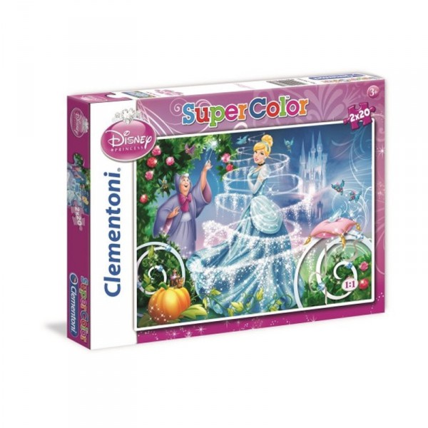 Puzzle 2 x 20 pièces : Super Color : Cendrillon - Clementoni-24604-24613-8