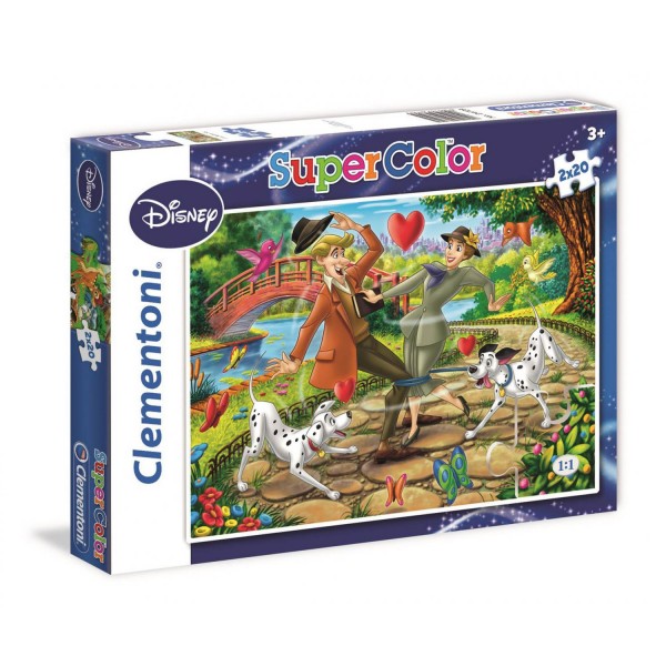 Puzzle 2 x 20 pièces : Super Color : Les 101 dalmatiens et Bambi - Clementoni-24604-24613-6