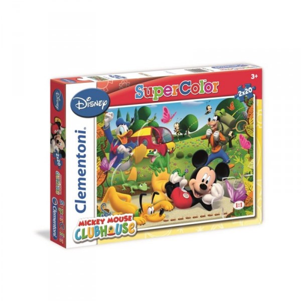 Puzzle 2 x 20 pièces : Super Color : Mickey et ses amis - Clementoni-24604-24613-5
