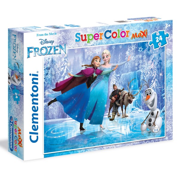 Puzzle 24 Pièces Maxi : La Reine des Neiges patin à glace - Clementoni-24474