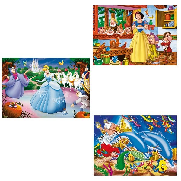 Puzzle 3 x 48 pièces - Princesses Disney : Blanche Neige, Cendrillon et Ariel - Clementoni-25156