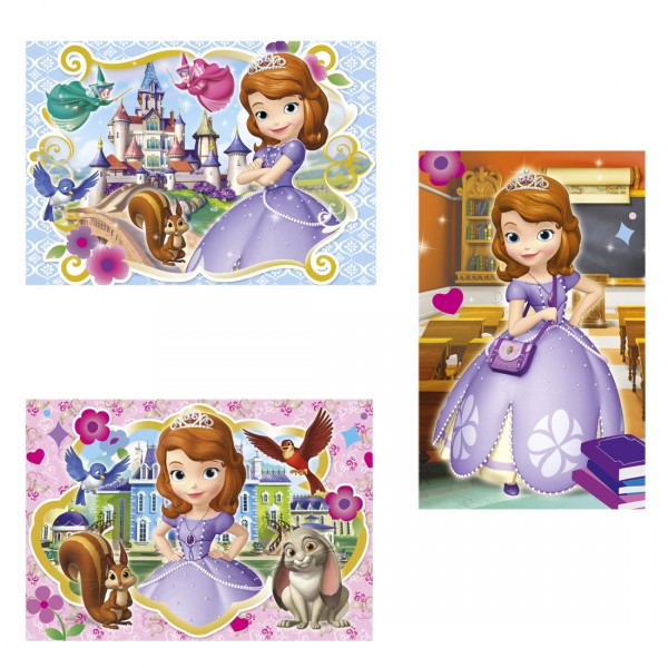 Puzzle 3 x 48 pièces : Princesse Sofia - Clementoni-25106-Sofia