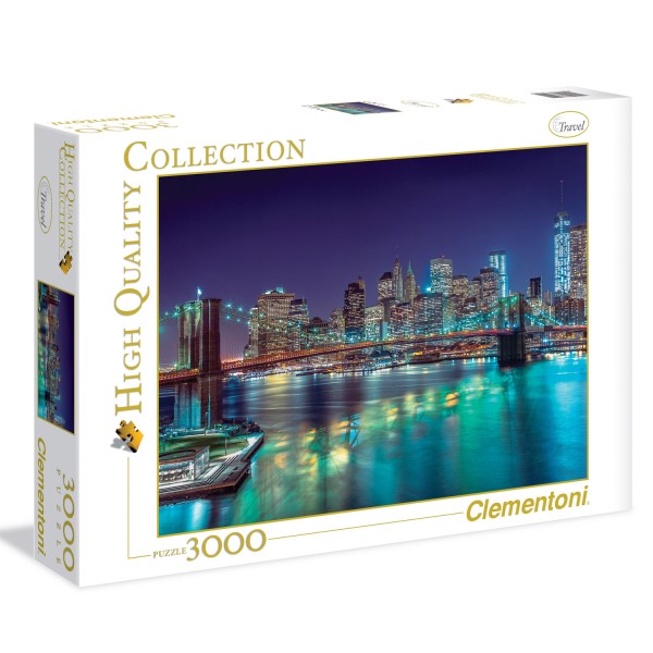 Puzzle 3000 pièces : New-York de nuit - Clementoni-33544