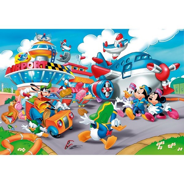 Puzzle 40 pièces - Puzzle de sol - Mickey et ses amis : L'aéroport - Clementoni-25410