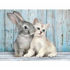 Puzzle 500 pièces : Chaton et lapin