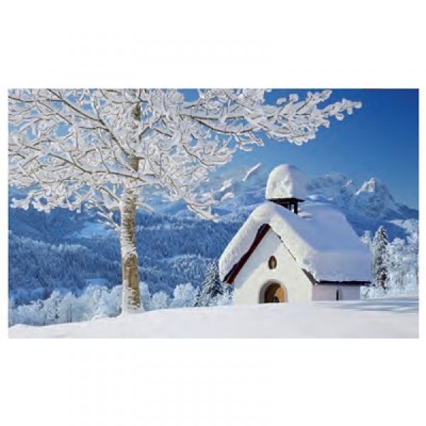 Puzzle 500 pièces - Petite chapelle sous la neige des Alpes - Clementoni-30365