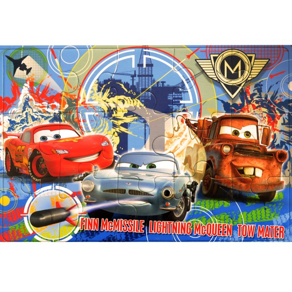 Puzzle cadre 15 pièces : Cars 2 : Flash McQueen, Martin et Finn McMissile - Clementoni-22074-22216-3