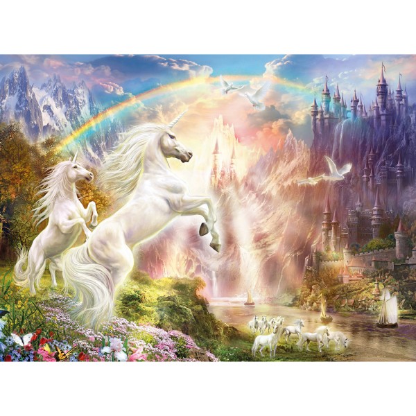 Puzzle de 500 piezas: Unicornios al amanecer - Clementoni-35054
