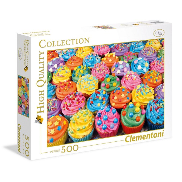Puzzle de 500 piezas: cupcakes de colores - Clementoni-35057