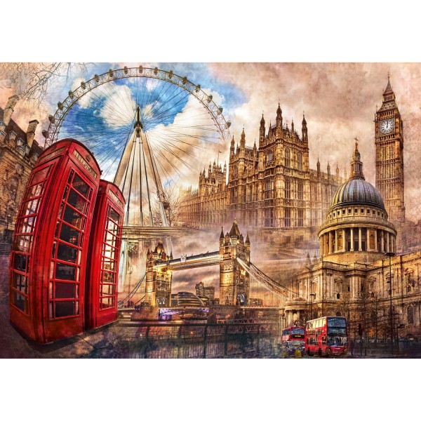 Puzzle 1500 pièces : Vintage Londres - Clementoni-31807