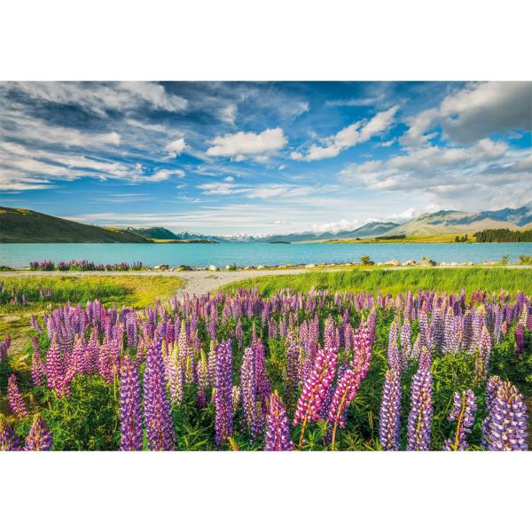 Puzzle Compact 1500 pieces : Lupin at Lake Tekapo  - Clementoni-31731