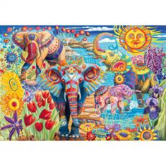 Puzzle Compact 500 pieces : Elephant's Canival 