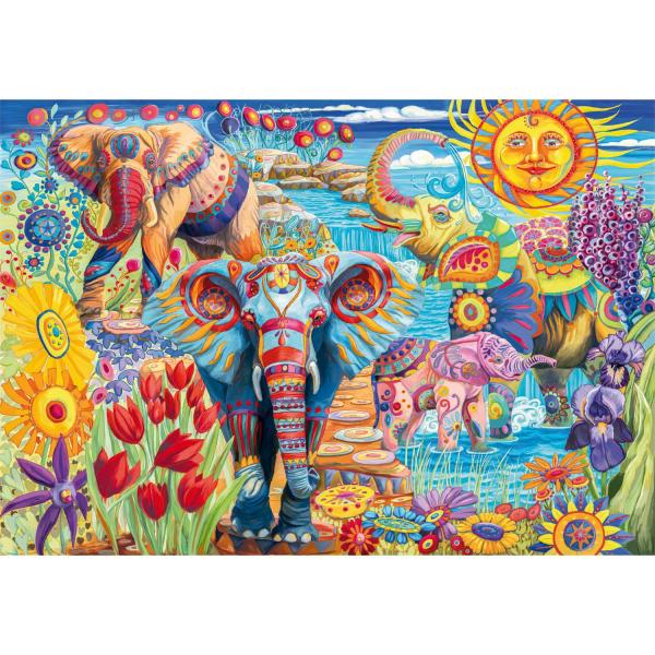 Puzzle Compact 500 pieces : Elephant's Canival  - Clementoni-35578