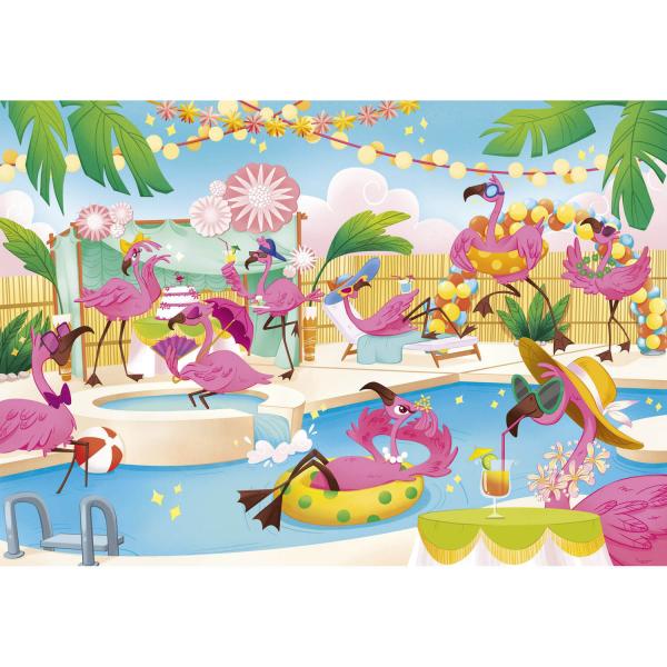 104 pieces puzzle: Brilliant: Flamingos on vacation - Clementoni-20151