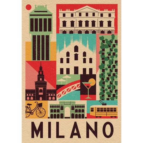 Kompaktes 1000-teiliges Puzzle: Style in the City- Milan - Clementoni-39842