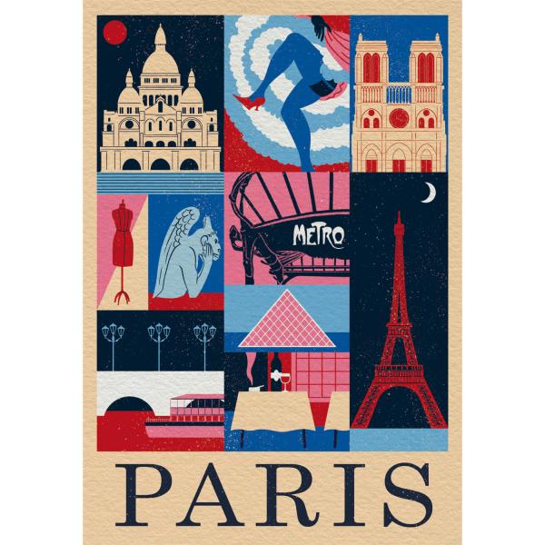 Puzzle 1000 pièces Compact : Style in the City - Paris - Clementoni-39843