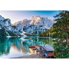 Puzzle Compact 1000 pieces : Emerald Lake Braies 