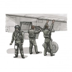 Figurines militaires : Pilote français et deux mécaniciens pour Modèle spécial Hobby Mirage F.1C