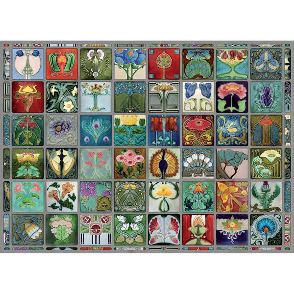 Puzzle de 1000 piezas: azulejos Art Nouveau - CobbleHill-80256