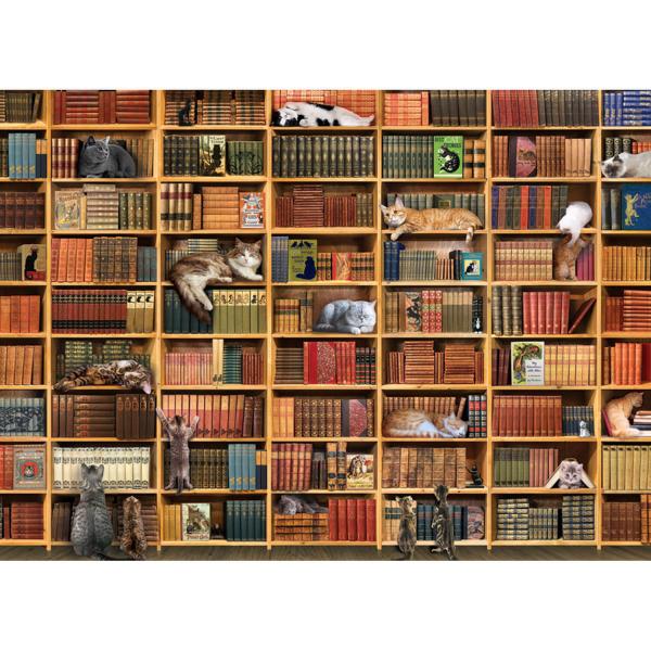 Puzzle 1000 pièces : La bibliothèque des chats - CobbleHill-80216