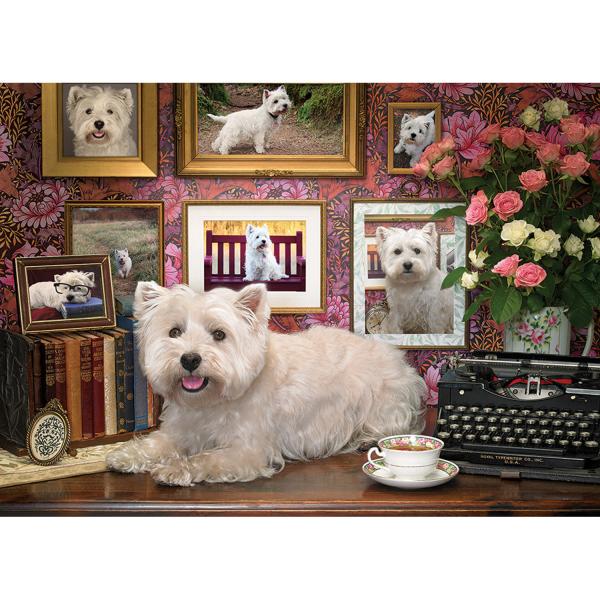 1000 piece puzzle: Westies and typewriter - CobbleHill-80039