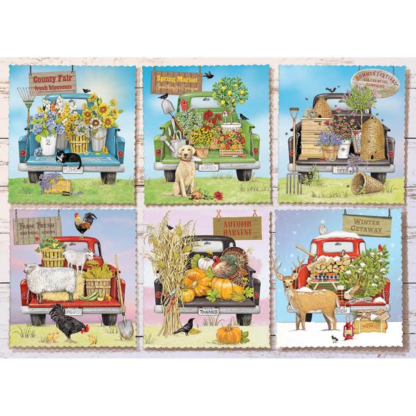 Puzzle 1000 pièces : Camions du marché fermier - CobbleHill-80275