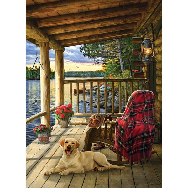 1000 piece puzzle: Under the porch of the cabin - CobbleHill-80005