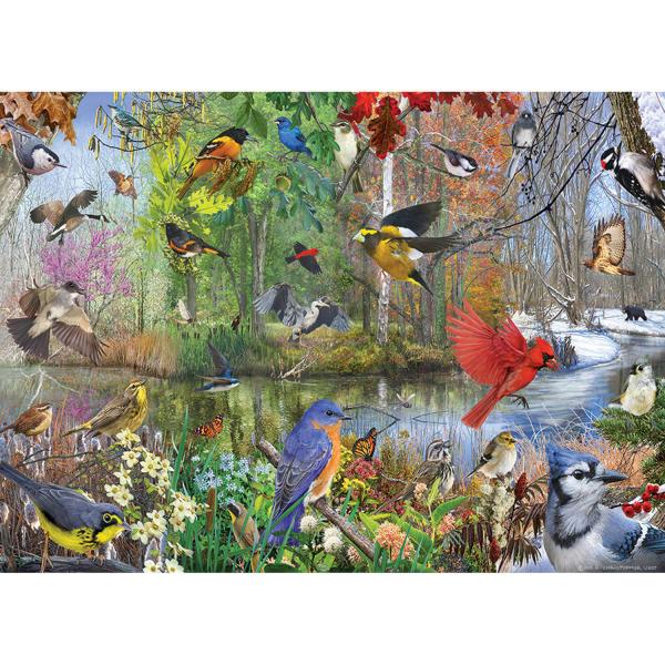 1000 Teile Puzzle: Vögel der Saison - CobbleHill-80243
