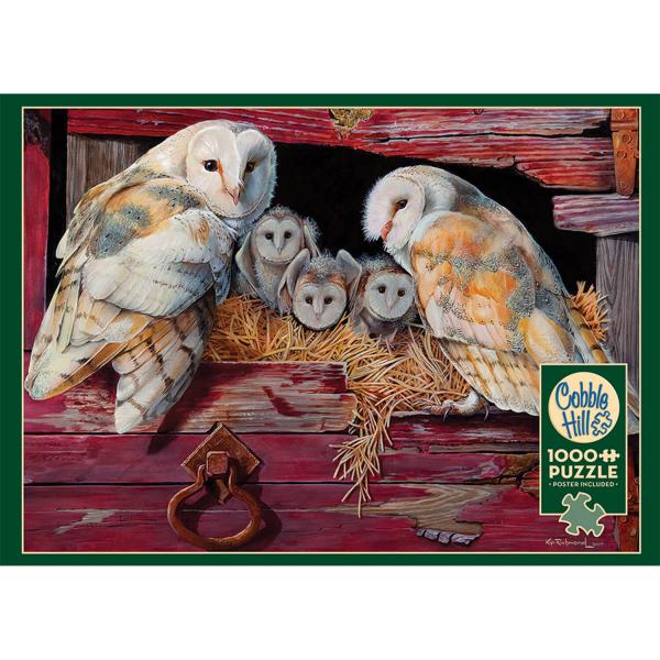 1000 piece puzzle: Owls in a barn - CobbleHill-80052