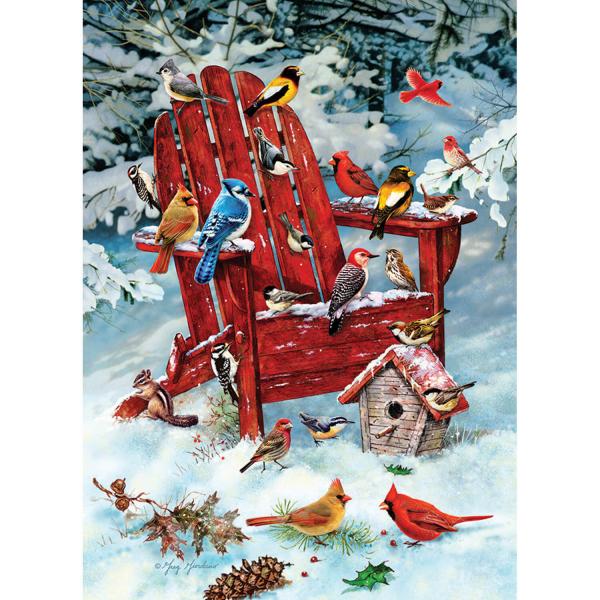 Puzzle de 1000 piezas: Pájaros en silla Adirondack - CobbleHill-80069