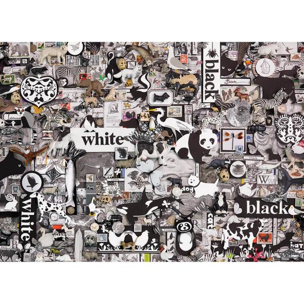 Puzzle 1000 pièces : Noir et blanc : Animaux - CobbleHill-80033