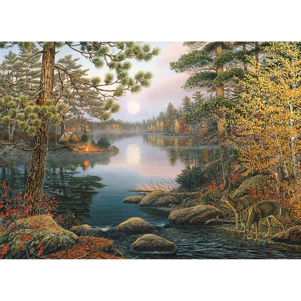 1000 piece puzzle: Deer by the lake - CobbleHill-80139