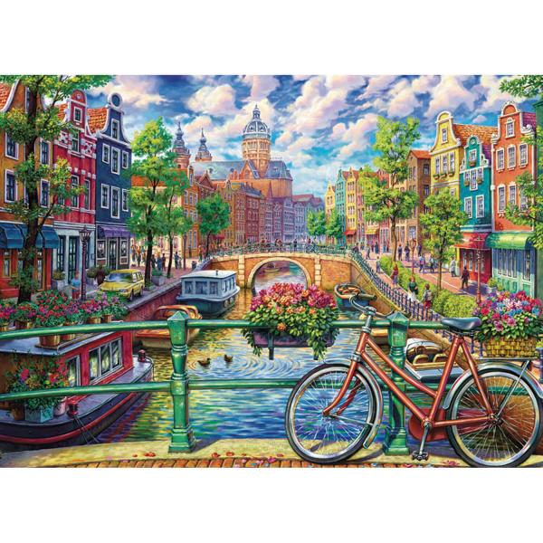 1000 piece puzzle: Amsterdam canal - CobbleHill-80180