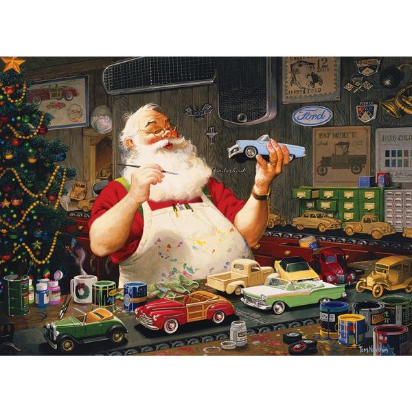Puzzle de 1000 piezas: Papá Noel pinta un coche - CobbleHill-80046