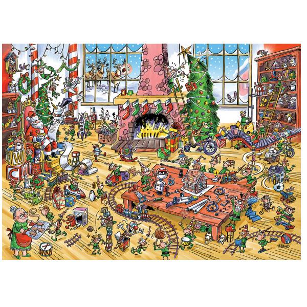 1000 piece puzzle: Doodle Town: Elves at work - CobbleHill-53506