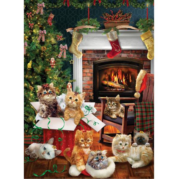 Puzzle de 1000 piezas: gatitos navideños - CobbleHill-80242