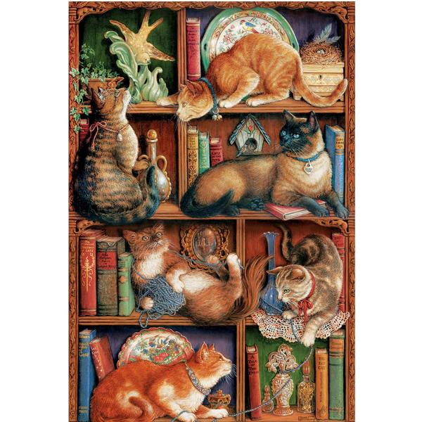 2000 Teile Puzzle: Katzenbibliothek fe - CobbleHill-89001