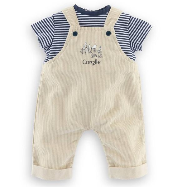 Clothes for Corolle 30 cm baby: Ecru Bords de Loire T-Shirt and Overalls - Corolle-9000110950