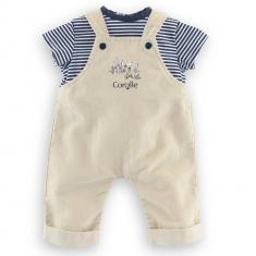 Clothing for large 36 cm Corolle baby: Ecru Bords de Loire T-Shirt and Overalls