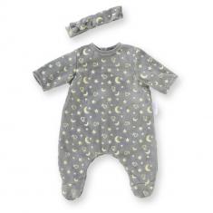 Clothing for 30 cm baby doll: Pajamas glow in the dark & headband