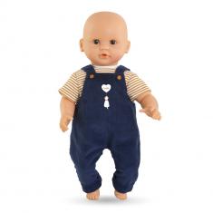 Clothes for 30 cm baby doll: T-shirt and navy overalls