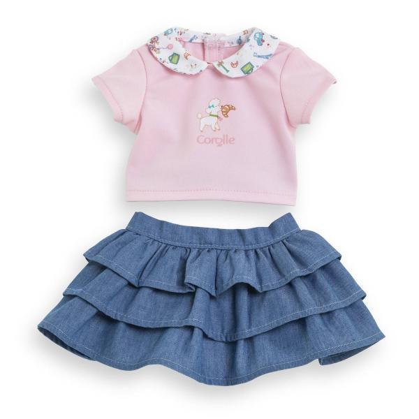 Clothes for 30 cm baby doll: T-shirt and skirt - Weekend in Paris - Corolle-9000111060